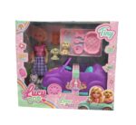 MUÑECA LUCY POP Y SU AUTO DE PASEO CON ACCESORIOS COD 55657 VIO