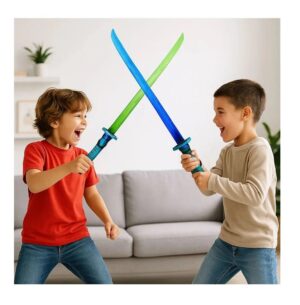 ESPADA SAMURAI CON LUZ Y SONIDO 72 CM COD IK001 AZUL - Imagen 2