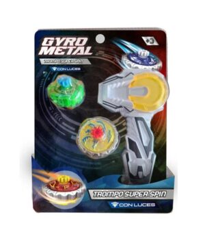 TROMPO GYRO METAL CON LUCES Y LANZADOR COD IK002 AMARILLO
