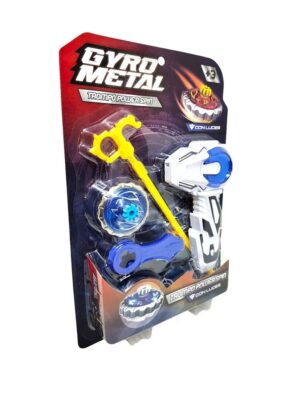 TROMPO GYRO METAL CON LUCES Y LANZADOR COD IK002 AZUL - Imagen 2