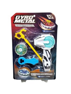 TROMPO GYRO METAL CON LUCES Y LANZADOR COD IK002 VERDE