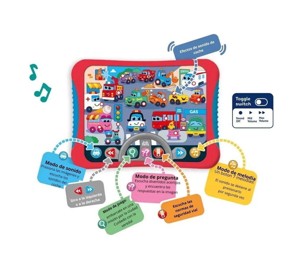 TABLET INFANTIL AUTOS Y CAMIONES INTERACTIVA KIDS HITS COD KH008 - Imagen 3