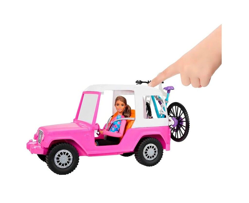 MUNECA BARBIE CON BICICLETA Y JEEP CON ACCESORIOS COD HKB06 - Imagen 3