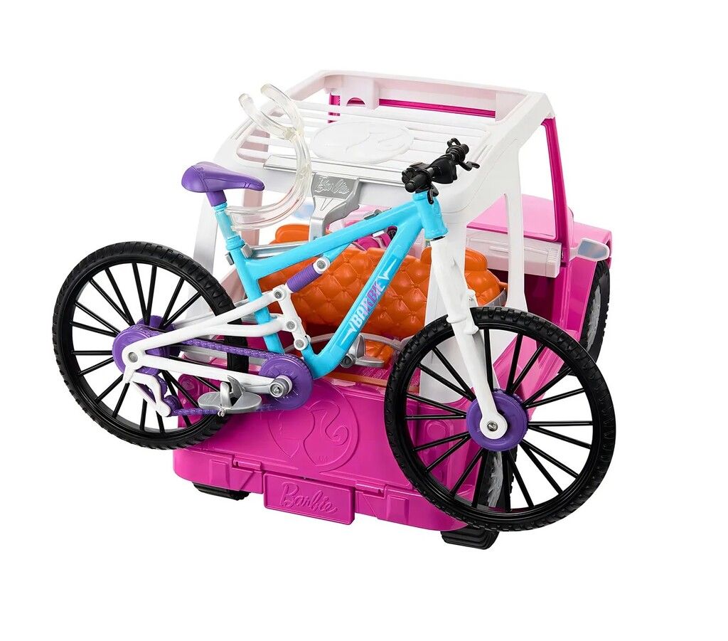 MUNECA BARBIE CON BICICLETA Y JEEP CON ACCESORIOS COD HKB06 - Imagen 4