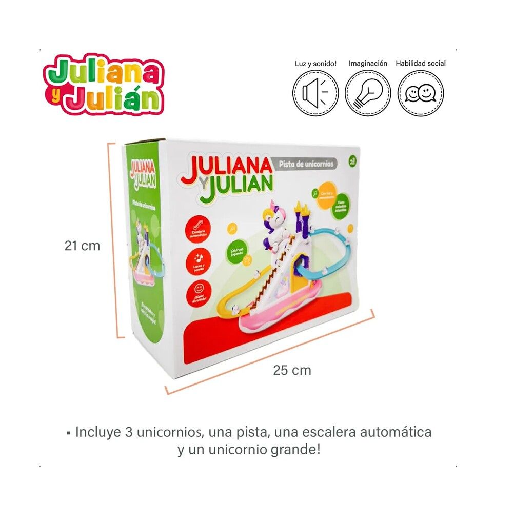 JULIANA Y JULIAN PISTA DE UNICORNIOS CON LUZ Y SONIDO COD 0049 - Imagen 3